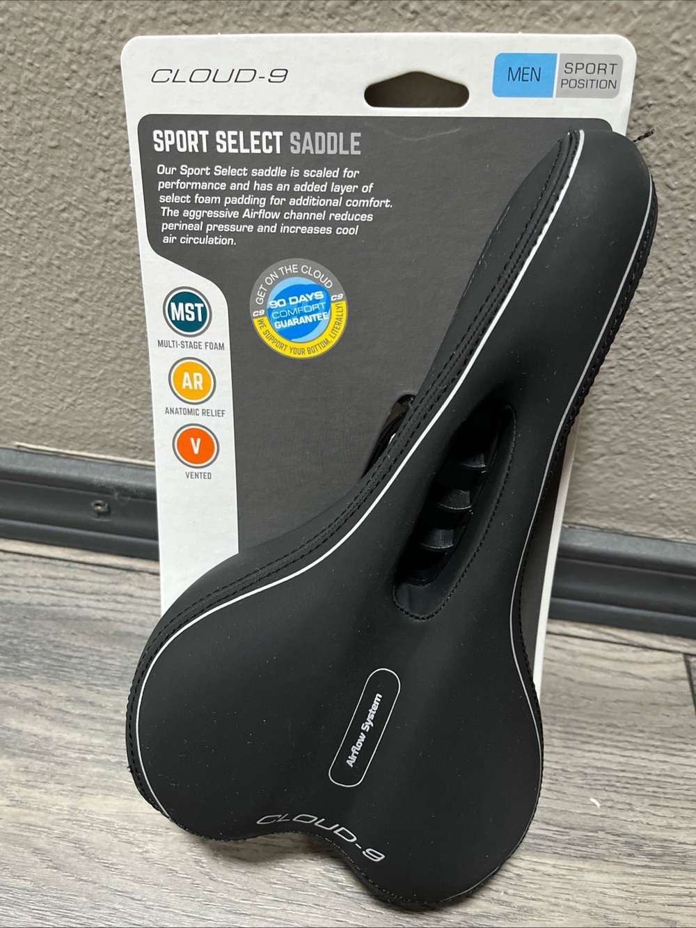 Cloud 9 Black Saddle with White Piping